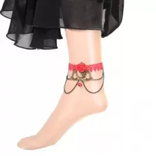 Браслет на ногу AS-Y51260 с красным кружевом
