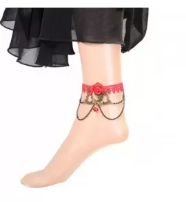 Браслет на ногу AS-Y51260 с красным кружевом