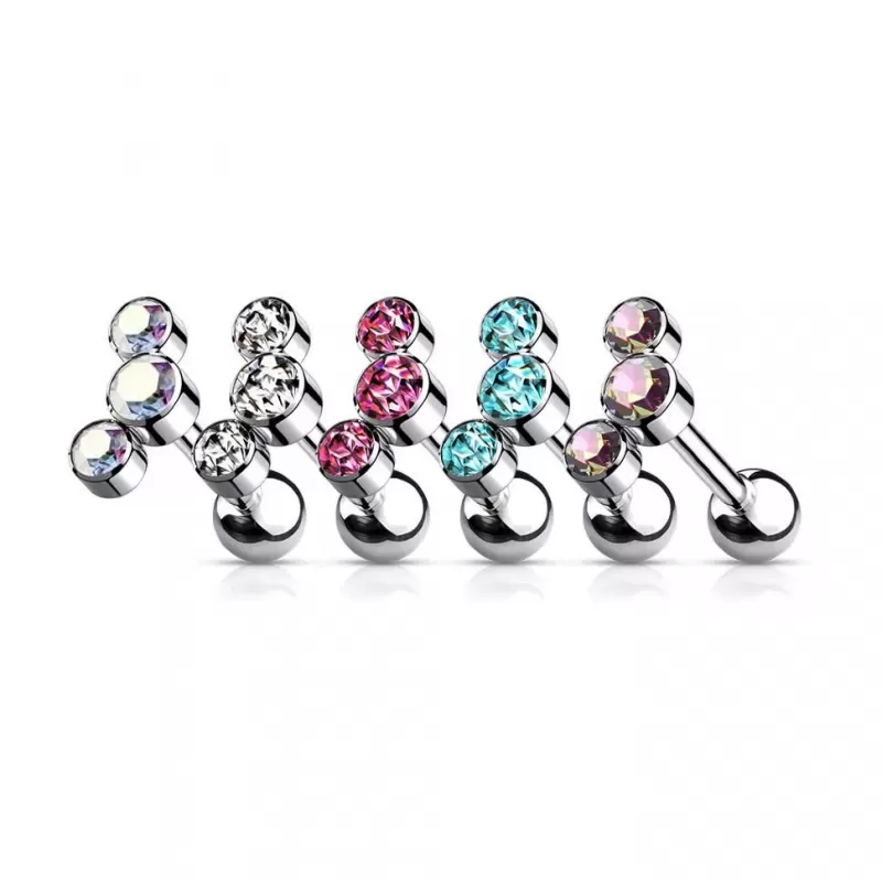 Титановая штанга для пирсинга хряща уха (хеликс, трагус) Pirslab TIJ06-C накрутка кластер с фианитами