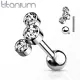 Титановая штанга для пирсинга хряща уха (хеликс, трагус) Pirslab TIJ06-C накрутка кластер с фианитами