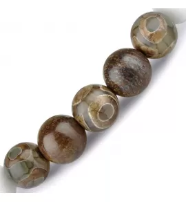 Браслет на резинке из агата и бронзита Everiot Select LNS-0265 с бусиной Дзи