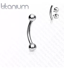 Изогнутая штанга для пирсинга брови, пупка, переносицы (бридж) Pirslab TIC04 из титана с фианитом