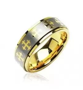 Кольцо мужское из карбида вольфрама Lonti TU-001-8 с крестами