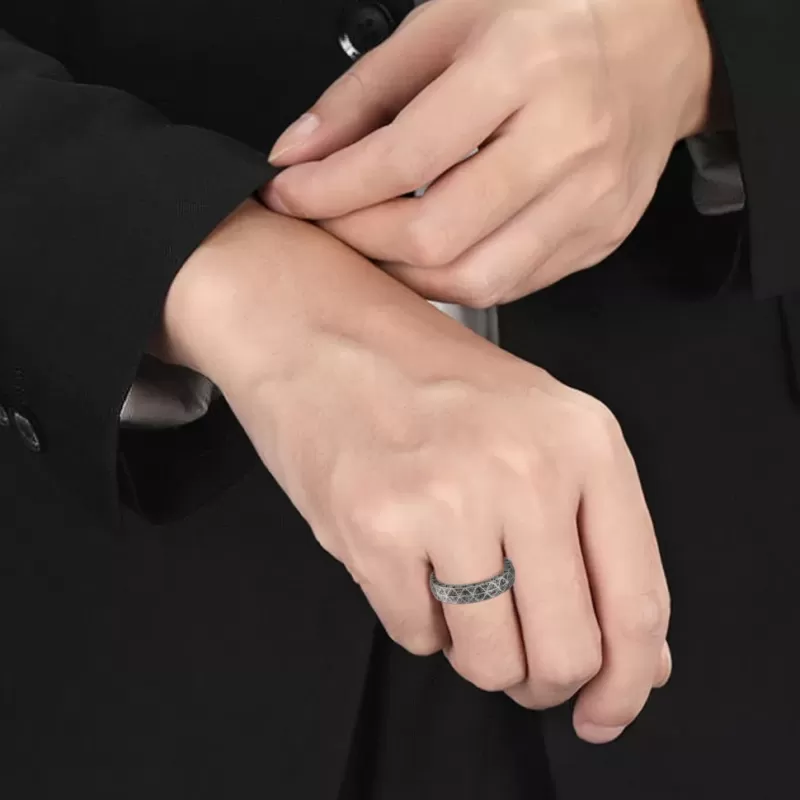 Кольцо из стали TATIC RSS-9086-ST с рунами