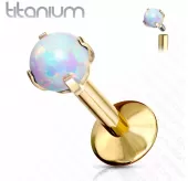 Серьга лабрет из титана Pirslab T23LI7-GD17 с искусственным опалом