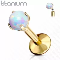 Серьга лабрет из титана Pirslab T23LI7-GD17 с искусственным опалом