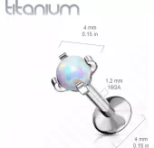 Серьга лабрет из титана Pirslab T23LI7-GD17 с искусственным опалом