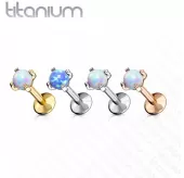 Серьга лабрет из титана Pirslab T23LI7-GD17 с искусственным опалом