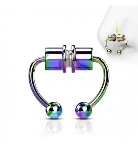 Магнитный фейк септум (серьга обманка, клипса в нос, ухо) из стали PiercedFish SEPF01-W имитация пирсинг подковы