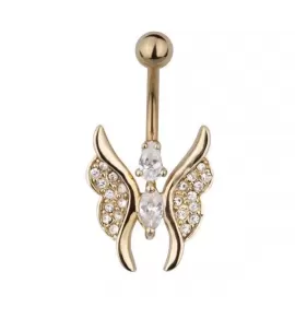 Серьга банан для пирсинга пупка "Бабочка" Everiot AAB-58TBBU из стали