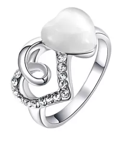 Кольцо ROZI RG-37300A с декором в виде сердец с кристаллами