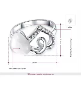 Кольцо ROZI RG-37300A с декором в виде сердец с кристаллами