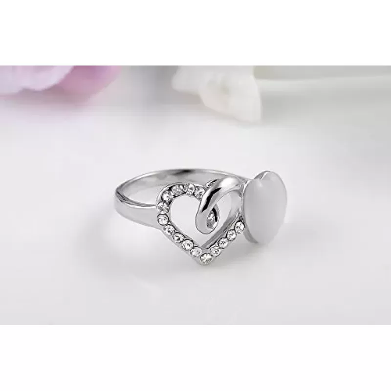 Кольцо ROZI RG-37300A с декором в виде сердец с кристаллами