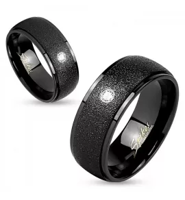 Кольцо из стали с черным покрытием Spikes R-M3166K и фианитом