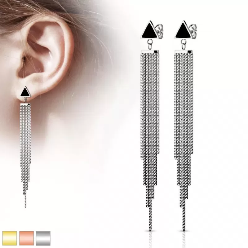 Длинные женские серьги с подвесками-цепями TATIC SE3849 из стали