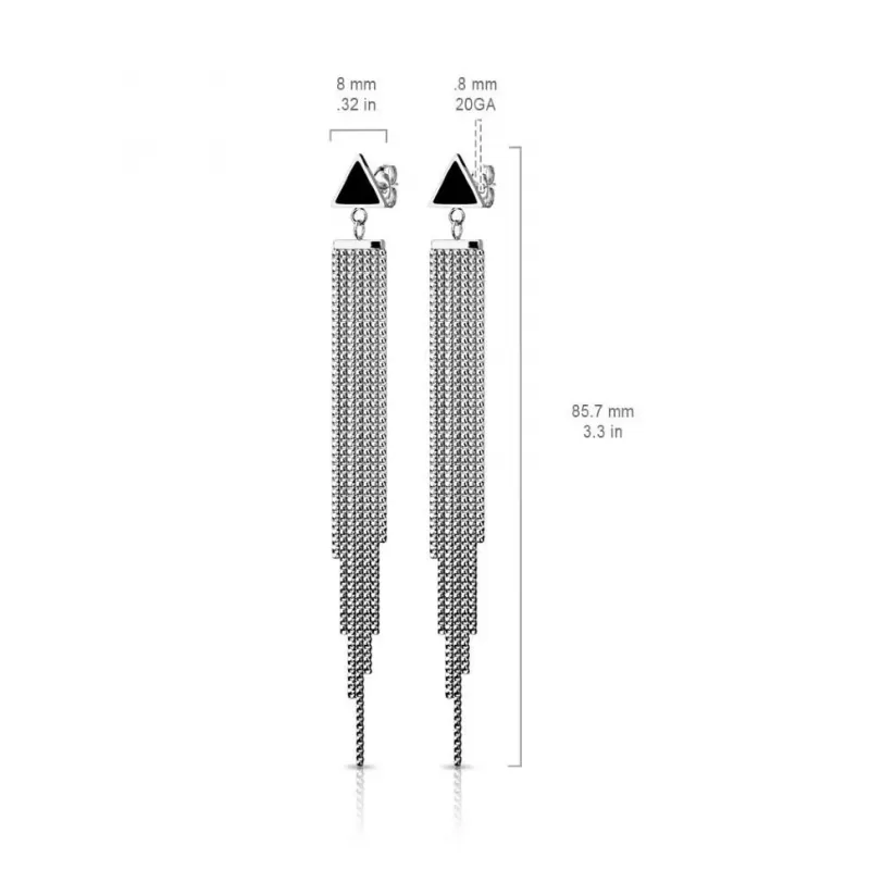Длинные женские серьги с подвесками-цепями TATIC SE3849 из стали