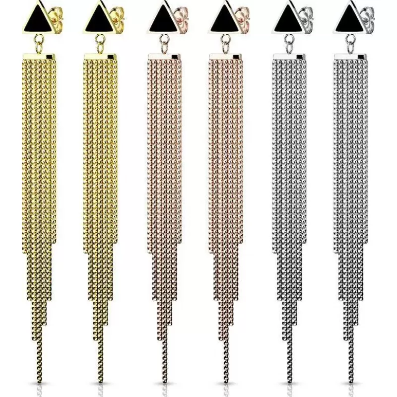 Длинные женские серьги с подвесками-цепями TATIC SE3849 из стали