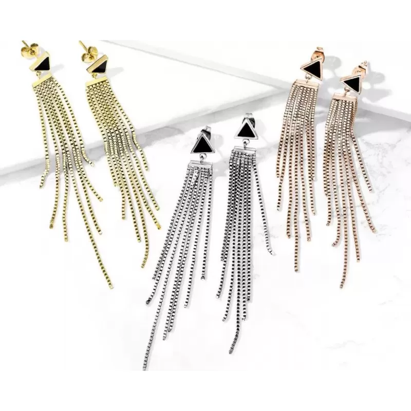 Длинные женские серьги с подвесками-цепями TATIC SE3849 из стали