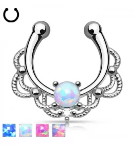 Септум обманка (клипса, имитация пирсинга) PiercedFish --SEPR-29 с искусственным опалом