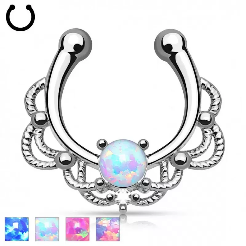 Септум обманка (клипса, имитация пирсинга) PiercedFish --SEPR-29 с искусственным опалом