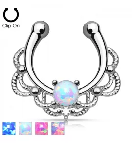 Септум обманка (клипса, имитация пирсинга) PiercedFish --SEPR-29 с искусственным опалом