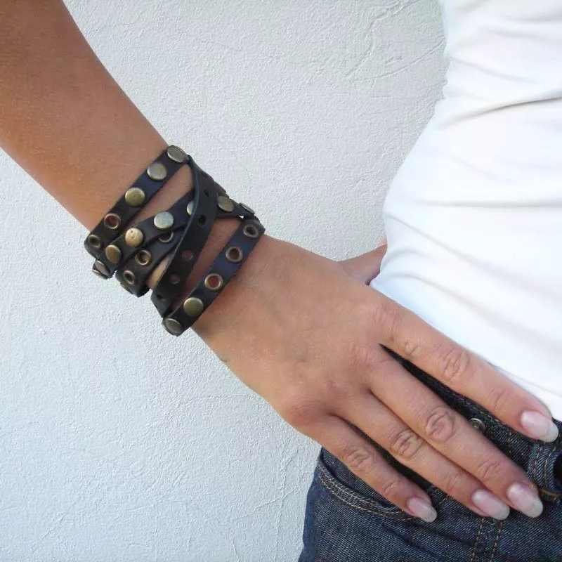 Кожаный браслет мужской Scappa M-508 коричневый