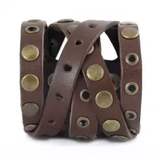 Кожаный браслет мужской Scappa M-508 коричневый