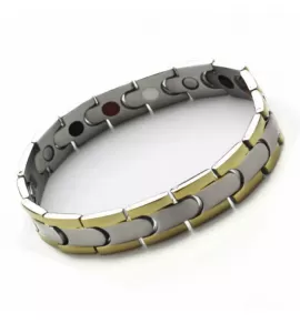 Магнитный браслет мужской из стали Everiot SB-MJ-102J с полосами золотого цвета