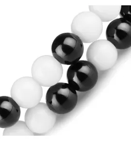 Набор браслетов на резинке из черного и белого агата Everiot Select select LNS-2138