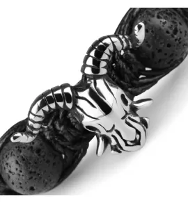 Мужской браслет Шамбала из лавы и яшмы с черепом антилопы Everiot Select select LNS-2107