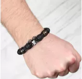 Мужской браслет Шамбала из лавы и яшмы с черепом антилопы Everiot Select select LNS-2107