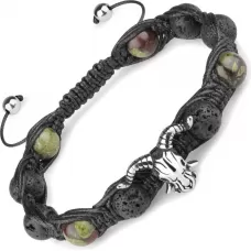 Мужской браслет Шамбала из лавы и яшмы с черепом антилопы Everiot Select select LNS-2107