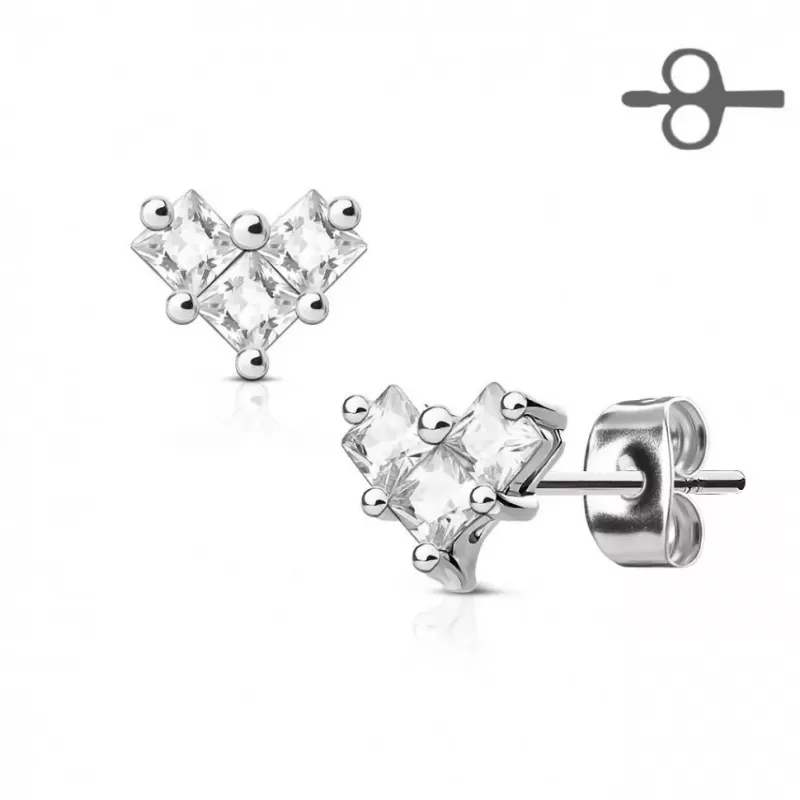 Женские серьги-гвоздики TATIC EA-014-C с родиевым покрытием