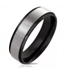 Кольцо из стали Spikes R-M6055K с матовой полосой