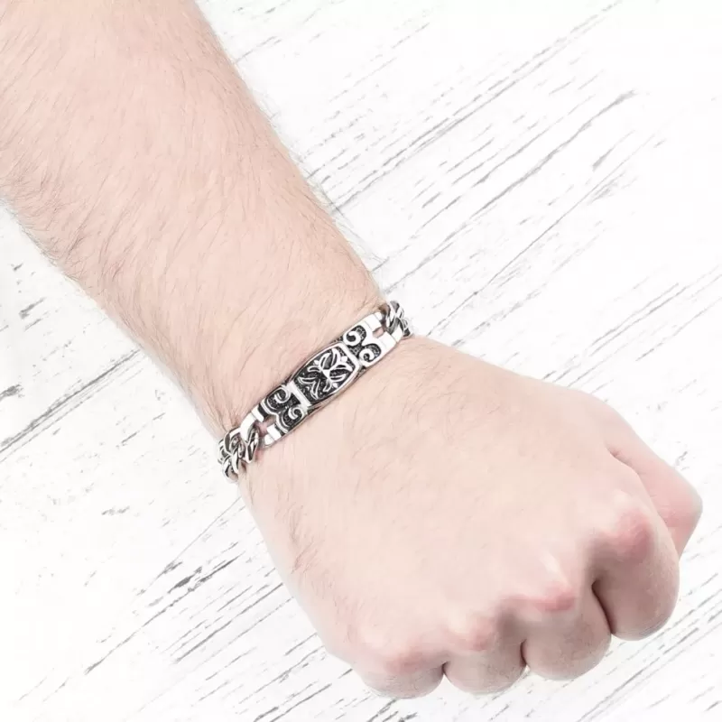 Мужской браслет-цепь TATIC SSBQ-2840 из стали с крестом