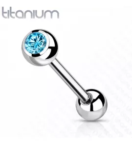 Штанга из титана с фианитом Pirslab --T23B03-Q для пирсинга хряща уха, хеликса, языка, брови, сосков