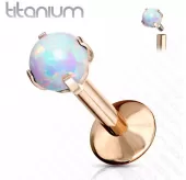 Серьга лабрет из титана Pirslab T23LI7-RD17 с искусственным опалом