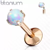 Серьга лабрет из титана Pirslab T23LI7-RD17 с искусственным опалом
