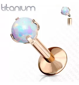 Серьга лабрет из титана Pirslab T23LI7-RD17 с искусственным опалом