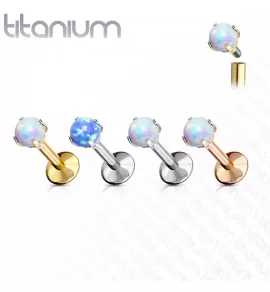 Серьга лабрет из титана Pirslab T23LI7-RD17 с искусственным опалом