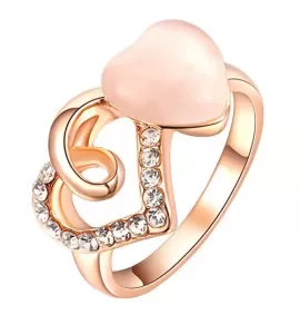 Кольцо ROZI RG-37300B с декором в виде сердец с кристаллами