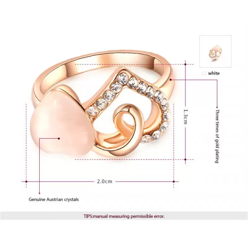 Кольцо ROZI RG-37300B с декором в виде сердец с кристаллами