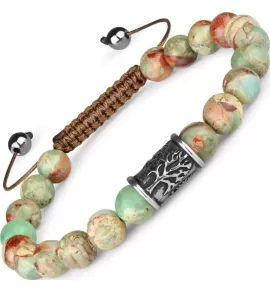 Браслет Шамбала из яшмы Everiot Select LNS-2181 с шармом "Дерево"