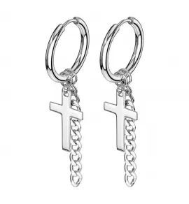 Серьги-трансформеры (кольца) из стали TATIC SE3552 со съемными подвесками, крестами и цепочками