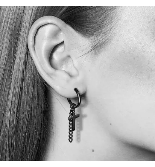 Серьги-трансформеры (кольца) из стали TATIC SE3552 со съемными подвесками, крестами и цепочками
