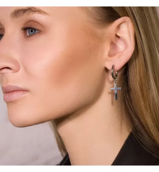 Серьги-трансформеры (кольца) из стали TATIC SE3552 со съемными подвесками, крестами и цепочками