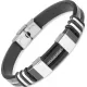 Мужской браслет из каучука и стали PL-MJ-014 с пластиной и вставкой в виде цепочки