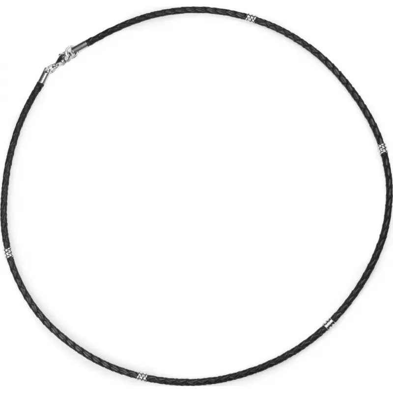 Мужской плетеный шнурок из кожи Everiot Select LC-5004 со стальными вставками