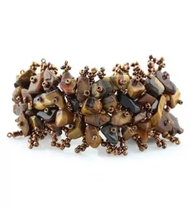 Браслет Indigo ING-1449 из бисера и камня тигровый глаз