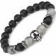 Мужской браслет на резинке из черного агата и кварца с черепом Everiot Select select LNS-2108